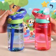 Taza de alimentación de  de 480ML, botella de agua a prueba de fugas con pajita, portátil, para viaje, gimnasio, Camping, botella para beber jugo para niños - Morado - Ver 3