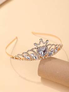 1 Stück Europäischer & Amerikanischer Braut Herz Edelstein Krone, Kristall Luxus Braut Krone, Valentinstag Herz Rote Krone, Geburtstagskuchen Dekor Krone Kopfschmuck, Kronen, Tiara, Kostümkrone