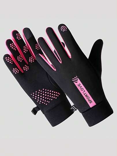[Sport Gloves]1Pair Upgraded Thickened Unisex Warm Touchscreen Gloves For Autumn And Winter, Suitable For Cycling & Outdoor Activities. (Black, Pink, Black-Pink, Red-Black) 4 Colors Available. Lightweight, Perfect Gift For Christmas/New Year Or Valentine's Day