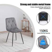OYAJIA Velvet Dining Chairs Set Of 4 Kitchen Chairs Dining Room Lounge Reception Chairs With Metal Legs For Living Room Bedroom,Grey - Ash - View 5