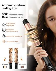 Multifunctional Mini Curling Iron, Travel Portable Hair Curler For All Scenes, Fast & Easy Styling, Perfect Holiday Gift (Black & Gold/Blue & Gold) - 美規A型插(110-127V) - 查看 8