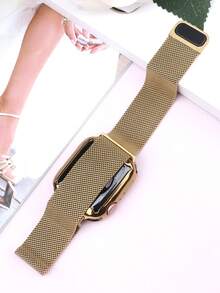 Compatible With Apple Watch Band And Case: Stylish, Soft, Breathable, And Adjustable. Features A Circular Braided Stainless Steel Magnetic Band And A Drop-Resistant, Scratch-Resistant Soft TPU Case. Compatible With Apple Watch Series Ultra/11/10/9/8/7/6/5/4/SE, As Well As 40/41/42/44/45/46/49mm Bands And Cases. Milanese-Style Band And 360-Degree Case For All-Around Protection. - Gold Strap + TPU Case - View 5