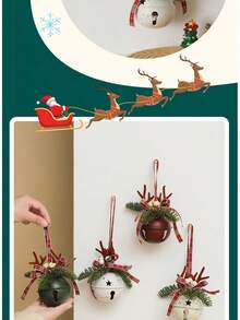 2025 Real Pine Cone Bell Pendant Christmas Car Hanging Berry Vine Small Wreath