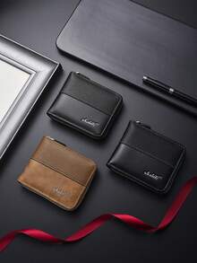 Nuovo portafoglio corto vintage da uomo, porta carte di credito, portafoglio con cerniera