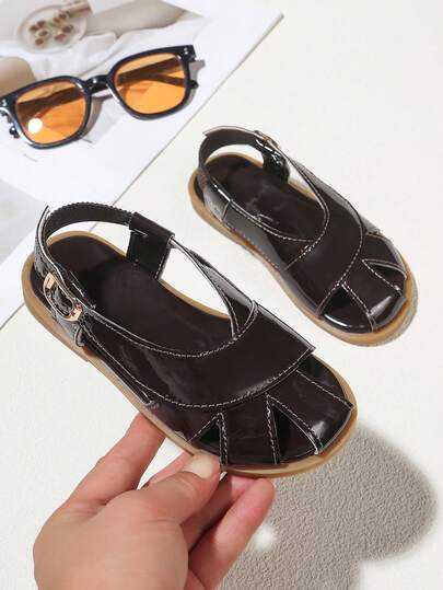 Dép xăng đan thời trang ngoài trời cho trẻ em, dép đế bằng mũi vuông, dép quai đơn, dép đi biển mùa hè mới cho bé gái.