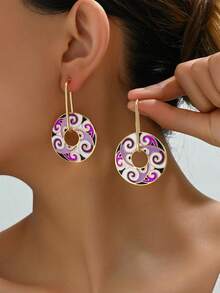 A Pair Of Original New Chinese-Style Drip Oil Earrings With Colorful Design, Sophisticated, Minimalistic, Niche, Light Luxury, Retro And National Style - A Pair Of Earrings - View 8