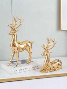 Decorative Ornaments, Couple Deer, Electroplated Artwork, Photography Props, Live Streaming Background Decor, Suitable For Living Room, Wine Cabinet, Hotel, Restaurant Table Decor, Also Can Be Given As Valentine's Day Gift - Christmas Deer - View 8