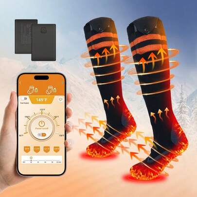 Heated Socks For Men Women Rechargeable 5V 5000mAh Battery With App Control, 360° Heating Warming, Electric Winter Socks , Foot Sole Heating, Foot Warmer For Skiing,Hiking,Hunting,Outdoor