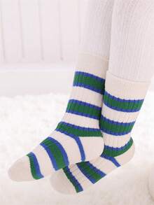 Calcetines de estar en casa con forro térmico de felpa para niñas en invierno, calcetines de tripulación cálidos - Multicolor - Ver 12