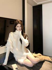 Women Knit Tops - White - View 2