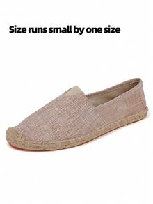 男士麻绳底帆布鞋，透气除臭套脚渔夫鞋，轻便编织休闲度假鞋，黑白平底亚麻布鞋，透气套脚休闲旅行鞋，男女通用麻绳底硬底鞋 - 棕色 - 查看 11