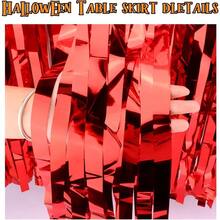 28x106 Inch Red Sequin Tablecloth For Halloween Decorations Metallic Tinsel Foil Fringe Table Skirt Rectangle Or Round Tables Decor Table Cover Spider Decorations For Halloween Party