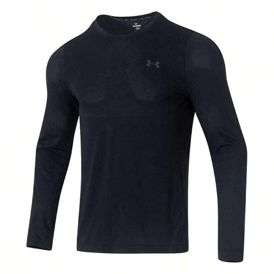 Under Armour UA Rush Seamless Legacy LS Slim Fit Crew Neck Long Sleeve T-Shirt, Soft & Comfortable, Everyday Layering Top - Black - View 1