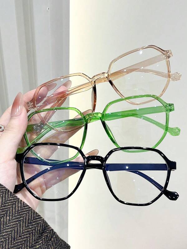 1-3 szt. Damskie plastikowe kwadratowe okulary w pełnej ramce, styl casualowy, klasyczny, nowoczesny, prosty, wykwintny, przezroczysty, do jazdy samochodem, do szkoły, na co dzień, do biura, do biura, do biznesu, na co dzień, modne dodatki, pasujące do każdego kształtu twarzy