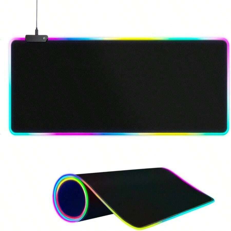 Large RGB Gaming Mouse Pad -15 Light Modes Touch Control Extended Soft Computer Keyboard Mat Non-Slip Rubber Base For Gamer Esports Pros 315X118