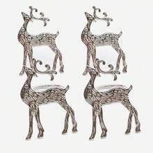 4 piezas Anillos de servilleta con diseño de ciervo, anillos de servilleta con lazo navideño, anillos de tela para hotel, decoración de mesa para banquetes de boda, anillos de servilleta de moda