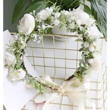 Girl Flower Crown Floral Crown Women Floral Headband Flower Headpiece Halo Boho Maternity Photo Props Wedding Party Prom White