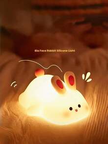 Cute Rabbit Night Light, Rabbit-Shaped Night Lamp With Warm LED Lighting. It Features Three Brightness Levels And Touch Operation, Is Rechargeable, Comes With A Switch, And Is A Novelty Animal Night Light. Available In Warm White Light Or Rainbow-Changing LED, Suitable For Placing On A Desk, In A Dormitory, Or Bedroom. Ideal For Back-To-School Decoration,