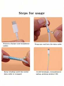 Cubierta protectora de cable de datos de 1,5 metros, dispositivo de bobinado, dispositivo de fijación, protección anti-rotura de cable de datos, juego de protección de cabezal de carga TPU, bolsa de almacenamiento de cable de datos con lazo EVA - Multicolor - Ver 4