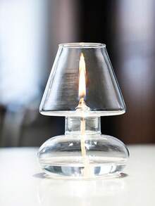 1 pieza Lámpara de aceite de vidrio hecha a mano con pantalla - Portavelas europeo minimalista a prueba de viento, decoración romántica para Navidad, Halloween, Pascua, Día de San Valentín, acabado pulido para mesa, sin necesidad de electricidad, decoración de portavelas, accesorio festivo para el hogar, exhibición elegante de velas, artesanía sofisticada - Blanco - Ver 7