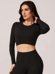 1 Stück Damen Pendler, Einkaufen, Yoga, Pilates, Laufen, Fitness Langarm Sportbekleidung