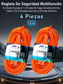 EXTENSIÓN ELÉCTRICA MULTICONTACTO USO RUDO 15 METROS 4 ENCHUFES - Tipo de Enchufe A USA (110-127V) - Ver 25