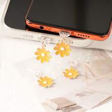 1 pieza Encanto de margarita amarilla/Tapón antipolvo para puerto de carga de teléfono móvil/Colgante decorativo/Adecuado para iPhone/Tipo-C/Conector Android
