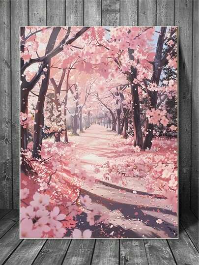 DIY樱花风景钻石艺术画套装，满钻圆钻画，家居装饰手工艺品