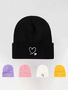 1pc Embroidered Moon Pattern Knit Beanie, Outdoor Cold-Proof Casual Versatile Winter Warm Hat Suitable For Daily Commute Accessories For Winter Mens Winter Clothing