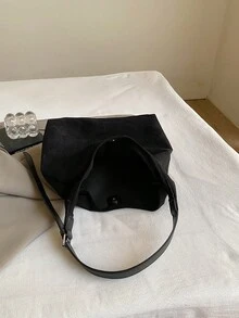 Neue vielseitige einfarbige PU Umhängetasche, lässige minimalistische Baguette Tragetasche