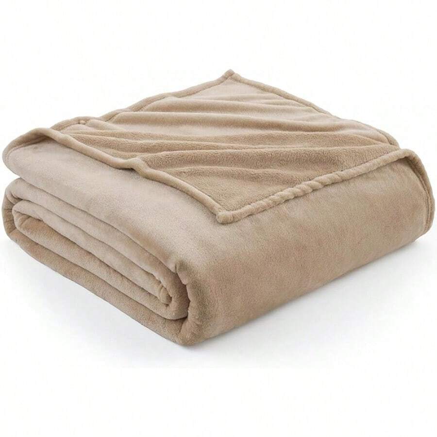 Sofa Blanket Living Room Cover SetFleece Blanket Twin Size, Soft Cozy Twin Blanket, Fuzzy Flannel Blanket Bed, Sofa, Couch, Travel, Camping, 60 X 80 Inches - 淺駝色 - 查看 1