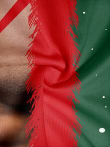 Men's Christmas Themed Graphic Print Short Sleeve T-Shirt, Fun Design - Green - View 4