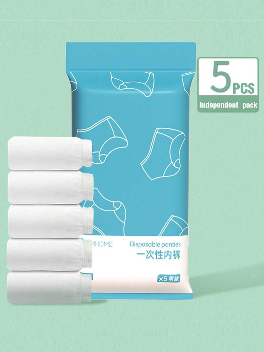 5pcs/Pack Disposable Men's Underwear, Convenient For Travel And Activities, Seamless Briefs