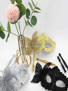 Women Masquerade Mask Party Mask Half Face Mask For Valentine's Day, Multi-Color Floral Party Masquerade Mask, Fashionable Half Face Mask Prop For Parties, Celebrations, Performances, Fits Various Holidays And Events, Mysterious, Valentine's Day, Christmas Gift, Halloween Gift - Multicolor - View 7
