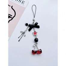Original Sweet And Cool Girl Y2K Personalized Harajuku Cherry Bow Mobile Phone Chain, Goben Pendant Pendant - A - 查看 7