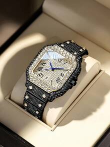 DAYAND NIGHT 2025新款镶钻腕表，42毫米全镶钻奢华石英表，男士金表，时尚腕表，商务宴会、日常佩戴、情人节、周年纪念日、生日礼物的完美之选 - 彩色 - 查看 25