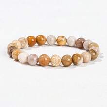 1pc 6/8/10mm Natural Stone Beaded Bracelet, Bohemian Style Tiger Eye/Amethyst/Agate Healing Stone Bracelet, Layerable Colorful Handmade Jewelry For Women - Multicolor - View 62