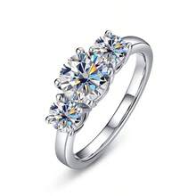 1pc 925 Sterling Silver 2ct Moissanite Ring, Jewelry For Women, Suitable For Daily Wear, Parties, Dates, VVS1 Clarity, Perfect Round Cut, With GRA Certificate And Gift Box