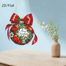 A 2D/Flat Set Of Christmas Decoration Diamond Painting Toolkit, DIY Merry Christmas Bow Shaped Diamond Painting Mosaic Pendant Handmade Bag, Acrylic PMMA Holiday Themed Asymmetrical Diamonds, Home Garden Wall And Door Decoration, Holiday Party Decoration Handmade Gifts