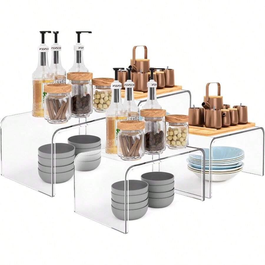Cabinet Riser-Set Of 4 Clear Cabinet Organizer Riser Stand Shelf ...
