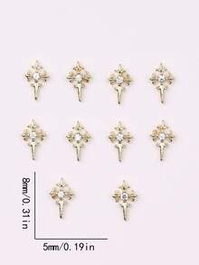 10 pezzi di decorazioni per unghie in metallo mini e raffinate con glitter a forma di croce, accessori fai-da-te per unghie, gemme per unghie, forniture per arte di unghie