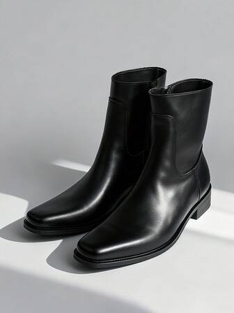 2025 Nuevas botas Chukka de diseñador retro para hombres, botas altas con estilo occidental, botas de cuero con cremallera lateral, suela cómoda y resistente al desgaste, zapatos sociales de vestir para caballeros, zapatos casuales diarios de oficina y fiesta, zapatos para parejas en citas románticas, cena festiva, regalo de vuelta a la escuela para estudiantes, estilo preppy