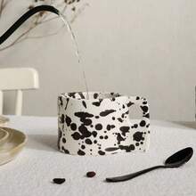 1pc Black & White Polka Dot Ceramic Mug, Coffee Cup, Fashionable Couple Milk Cup, High-Quality Breakfast Cup, Suitable For Home, Back To School, Gift For Friends, Valentine's Day, Mother's Day, Christmas, Water Bottle, Indoor & Outdoor, Camping - 多 - 查看 1