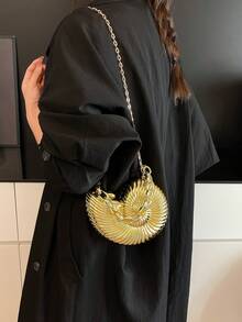 2025金色海螺形单肩包，可拆卸肩带，时尚口红袋，优雅时尚的单肩包，适合晚上外出 - 金色 - 查看 7