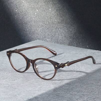 1 Pair Vintage PC (Polycarbonate) Full Frame Oval Fashionable Eyeglasses, Suitable For Spring, Summer, Autumn And Winter, Suitable For Photography And Gifting, Minimalist And Versatile