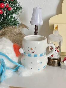 12盎司陶瓷雪人围巾杯，可爱的节日咖啡杯，适合舒适的冬季热巧克力、咖啡、牛奶、拿铁、摩卡、卡布奇诺、圣诞家居装饰、节日餐具、圣诞礼物 - 彩色 - 查看 5