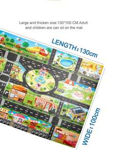 1pc Large Non-Woven City Traffic Game Mat, Waterproof & Moisture-Proof, Interactive Road Map, Suitable For Children's Toy Cars, Room Decor, Educational Tool, Christmas Gift (Accessories Random)
