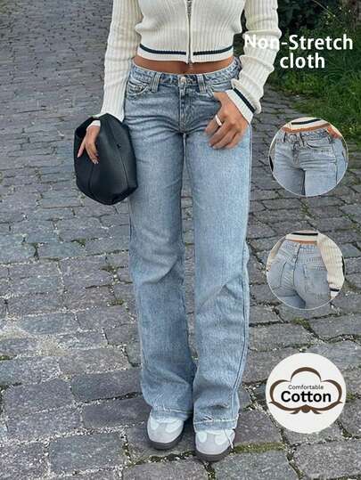 热门热销四季新品美式街头风简约休闲度假日常百搭通勤女士牛仔裤