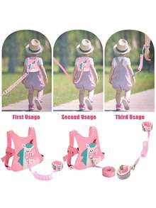 三合一婴儿安全牵引绳，牵引绳兼防走失腕带，儿童安全背带，男女童学步安全腕带牵引绳