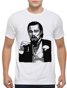 Leonardo Aprio Laughing T-Shirt, Django Unchained Shirt, 's 's Sizes (LEO-34000).Jpg - 白色 - 查看 1